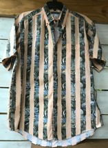 PJ Active Wear Men&#39;s L Swim Fish Striped Bttn Dwn Shirt S/S Business Cas... - £11.04 GBP