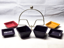 PAMPERED CHEF Simple Additions 6-Piece Snack Serving Set Bowls With Rack... - $41.55