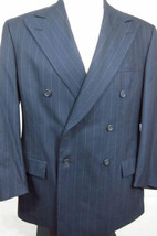 GORGEOUS Ralph Lauren Polo Gray Stripe Double Breasted Blazer Suit Coat 42L - £97.93 GBP