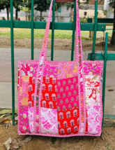 Large Quilted Tote Bags | Boho Overnight Weekender Beach Tote Bag Shoppi... - $22.19+