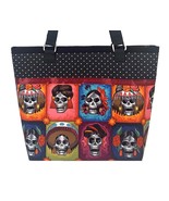 Day Of The Dead Ladies SKULL PORTRAITS &amp; Polka Dots Large Purse/Tote Mex... - £20.82 GBP