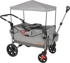 Busy Bee Foldable Stroller Wagon for 2 Kids, Push Pull Collapsible Grey - £204.23 GBP