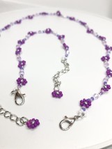 Purple Flower Choker Necklace Bracelet Set Lilac Daisy Silver Y2K Boho New Rare - £15.40 GBP