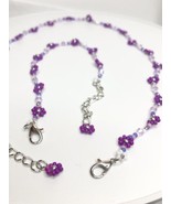 Purple Flower Choker Necklace Bracelet Set Lilac Daisy Silver Y2K Boho N... - $19.59