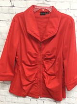 Tribal Womens Stretch Red Ruched Zip Front Cuff Sleeves Jacket top 10 M - £14.99 GBP