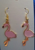 Light Pink Flamingo Fishhook earrings Polish Bird earrings Pierced Fish Hook Haw - $19.99