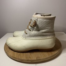 Sperry Duck Boots Womens Sz 6.5 Shoes White Saltwater Emboss Wool Lined ... - £27.14 GBP