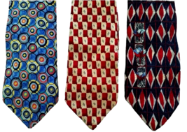 Lot Of 3 Ermenegildo Zegna Neckties High End Neck Ties Red &amp; Blue Silk Italy - £46.71 GBP