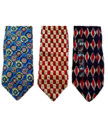 LOT of 3 ERMENEGILDO ZEGNA NECKTIES HIGH END NECK TIES RED &amp; BLUE SILK I... - $59.39