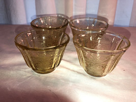 Four Amber Madrid Jello Molds Depression Glass Mint - £19.51 GBP