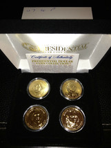 2007 USA MINT GOLD PRESIDENTIAL $1 DOLLAR 4 COINS SET Gift Box Certified - $21.87