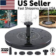 Solar Power Bird Bath Fountain Pump Upgrade 1.4W Solar Fountain With 4 N... - $15.08
