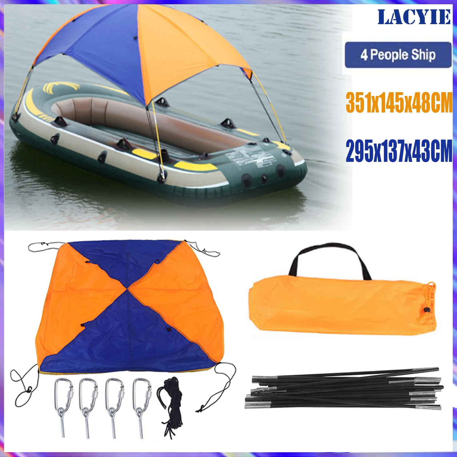 Large Boat Awning Shade Cloth Dinghy Fishing Boat Sun Shade Cover Canopy kayak - £32.18 GBP+