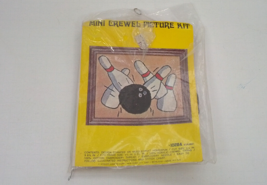 Vintage crewel embroidery kt mini picture kit bowling ball and pins 1028... - $26.96 CAD