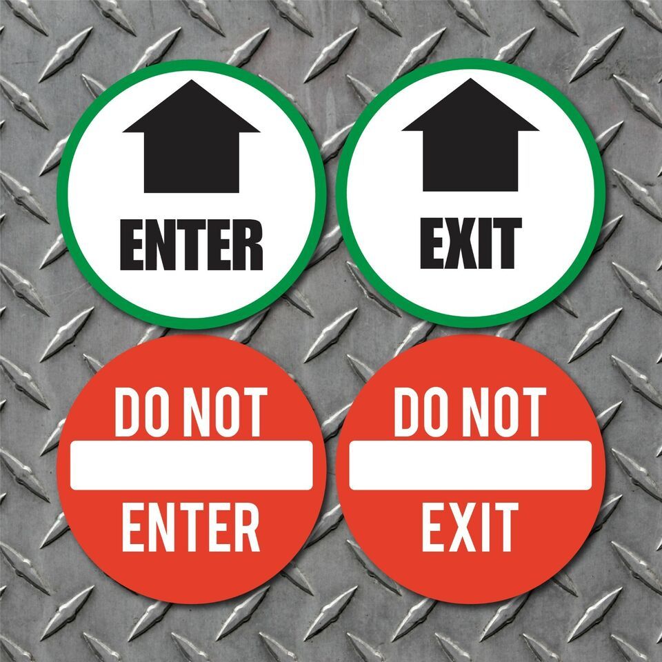 Enter, Do Not Enter, Exit, Do Not Exit - Vinyl Decal Set Each 6&quot; tall x ... - $9.85