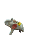 Vintage Lusterware Ceramic Elephant Figurine Good Luck With Trunk Up w/ Flowers - £6.15 GBP