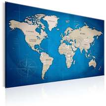 Tiptophomedecor Stretched Canvas World Map Art - Dark Blue Trail - Stretched &amp; F - £63.79 GBP+