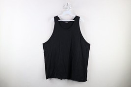 Vintage 90s Streetwear Mens 2XL XXL Faded Blank Tank Top T-Shirt Black Cotton - £31.60 GBP