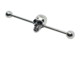Skull Face Industrial Scaffold 40mm Bar 14g (1.6mm) Chirurgenstahl Piercing Uk - £10.12 GBP
