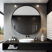 Black Round Mirror 30 Inch Bathroom Vanity Circle Mirror - Elegant Wall ... - $200.00