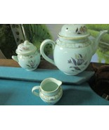 Adams England Calyx Ware teapot, creamer &amp; sugar bowl with lid, pale gre... - $123.75