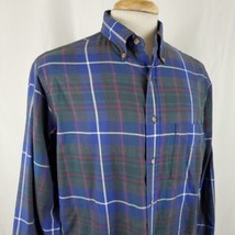 Vintage LL Bean Shirt Men Medium Button Down Oxford Plaid Cotton Blend T... - £21.66 GBP