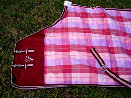 84&quot; Horse Cotton Sheet Blanket Rug Summer Spring Pink Burgundy 5328 - £31.31 GBP