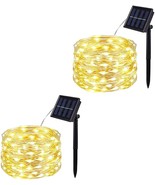 2 Pack 100 LED 8 Modes Solar String Lights, 33ft Waterproof Silver Coppe... - £12.50 GBP