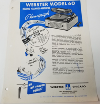 Webster Record Changer Amplifier Sales Brochure 1946 Model 60 Schematic ... - £11.92 GBP