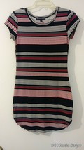 Derek Heart Juniors Purple/Gray/Black Stripes S/Sleeve Scoop Neckline dress M (1 - £5.57 GBP