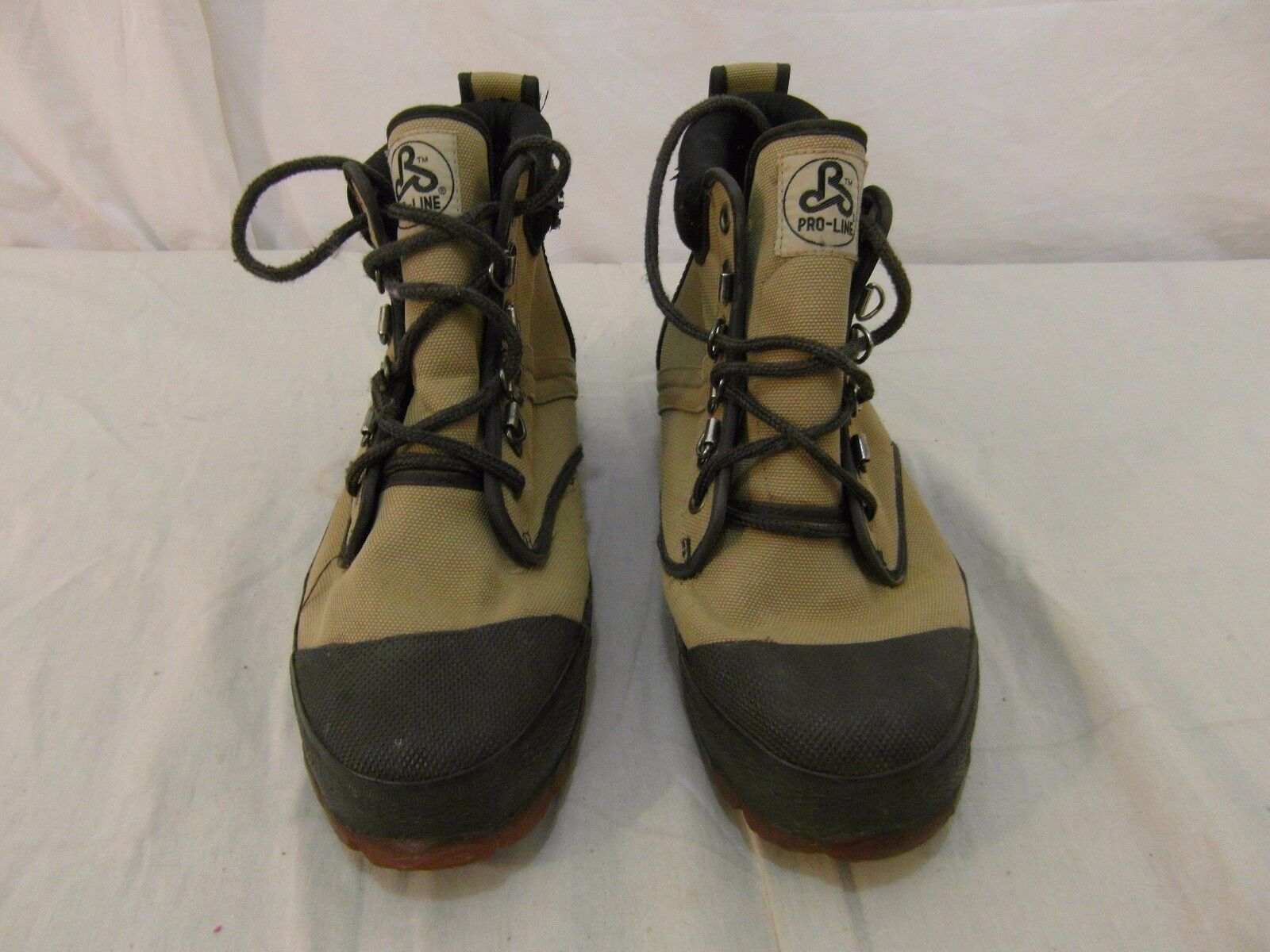 Adult Men&#39;s Vintage Pro-Line Tan Black Canvas Ankle Boots Hiking Trail 3... - $12.17
