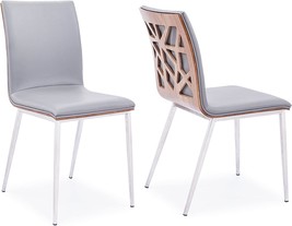 Armen Living Crystal Dining Chair in Brushed Stainless Steel, Set of 2, Grey - £172.65 GBP