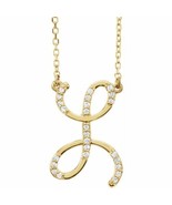 Genuine 14K Yellow Gold 1/10CTW White Diamond Block Letter L Pendant 16&quot;... - $722.00