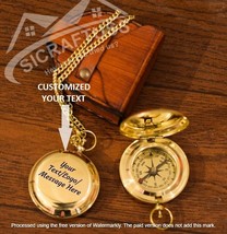 2&quot; Push Button Shiny Brass Compass - Personalized Engraved Pocket Brass ... - £18.11 GBP+