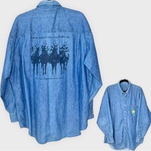 VINTAGE Notre Dame chambray button down shirt w/4 horsemen graphic size Large - £30.16 GBP