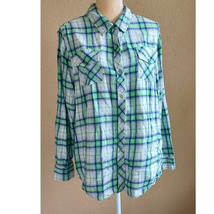 Arizona Jean Co Plaid Button Up Shirt 1x Jr Plus  - £7.76 GBP