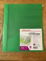 Office Depot Translucent 2-Pocket Folder With Fasteners Green - $1.18