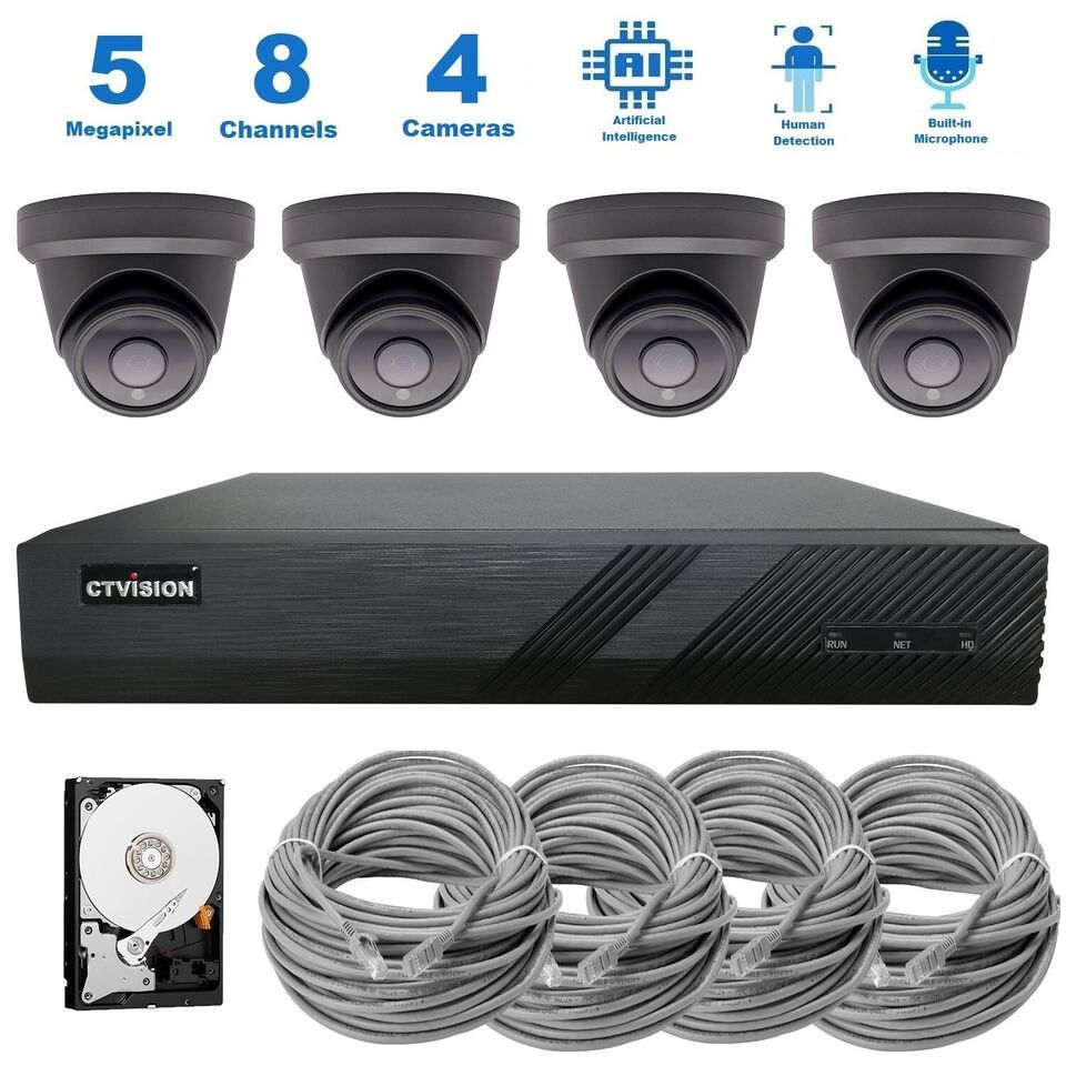 CTVISION 4K NVR 5MP Audio PoE IP Security CCTV Video Surveillance Camera System