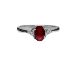 Silver Ruby Engagement Ring 1 Carat Ruby Engagement Band July Birthstone Ring - £32.88 GBP
