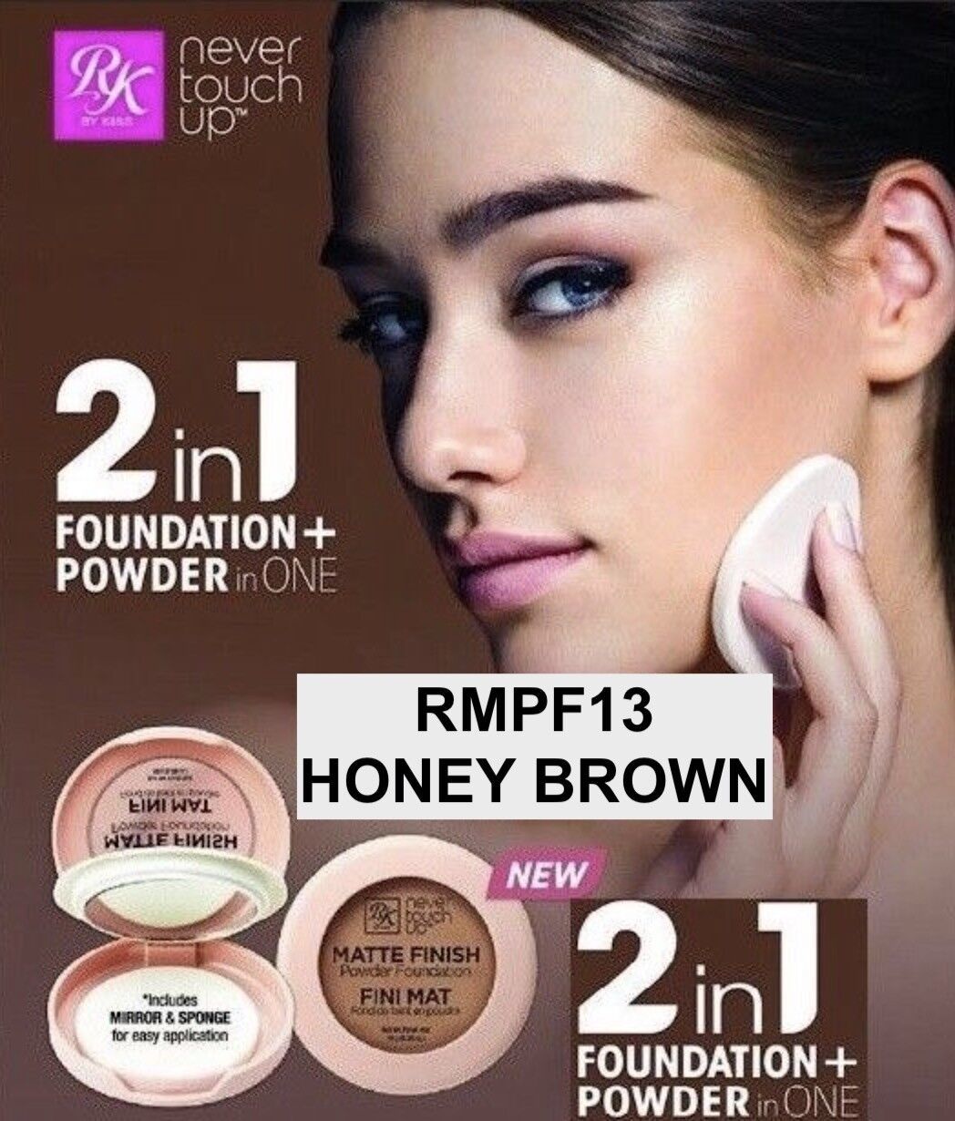 RK BY KISS NEVER TOUCH UP MATTE FINISH POWDER FOUNDATION #RMPF13 HONEY B... - $3.59