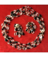 VINTAGE ESTATE JEWELRY FACETED GLASS BEADED 94” LONG NECKLACE DANGLING E... - $658.58 MXN
