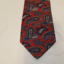 Tie Paisley Print Necktie 56&quot; Stafford Executive All Silk Red Blue - $16.99