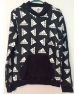 Adidas hoodie men size S black &amp; white all over print long sleeve - £9.68 GBP