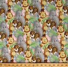 Cotton Elephants Lions Monkeys Hippos Nursery Kids Fabric Print by Yard D779.78 - £8.75 GBP