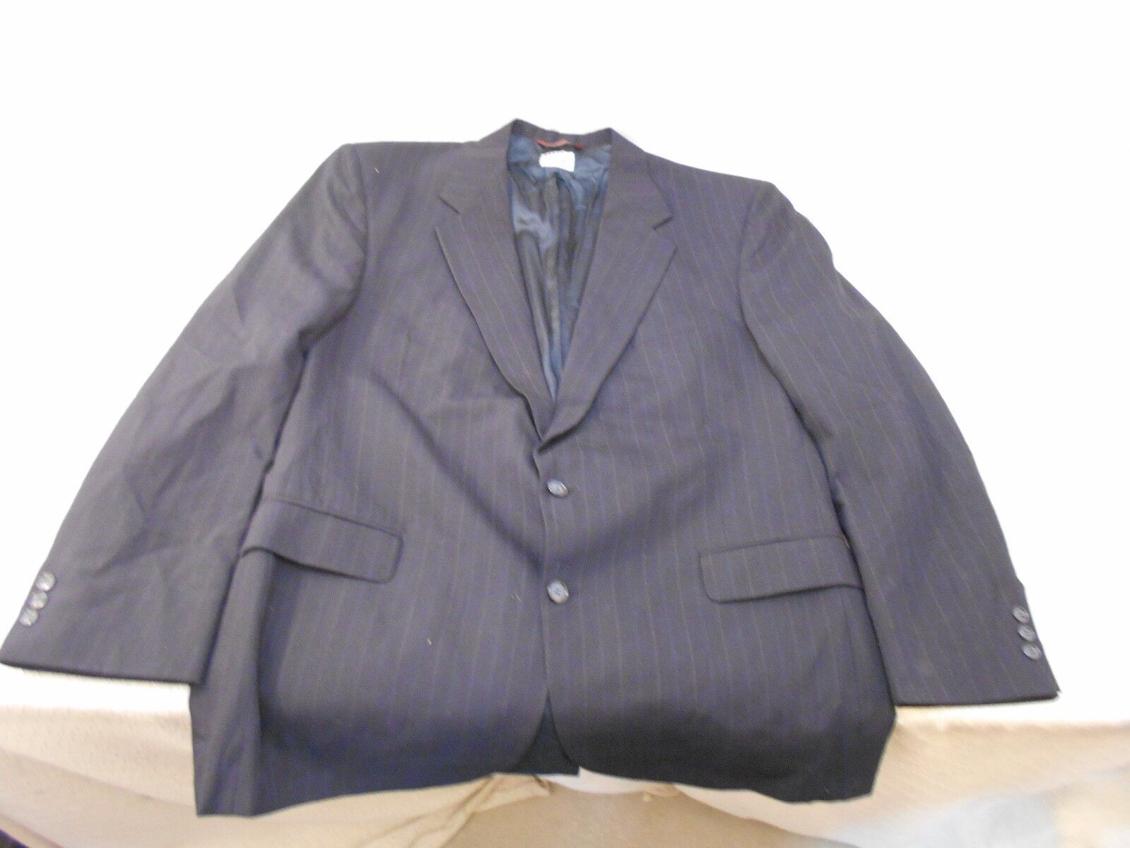 BOTANY 500 ATHLETIC FIT DARK BLUE STRIPED MEN&#39;S PROM WEDDING DRESS COAT ... - $16.82
