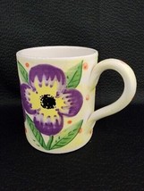 Vintage Starbucks Coffee Tea Mug Ciao Italya Hand Painted Violets Flower... - $19.05 CAD