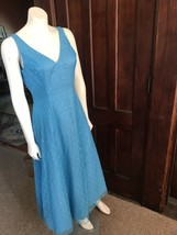 Papell Boutique Blue Sequin Beaded Prom Gown Evening Dress Size 8 Nos - £46.35 GBP