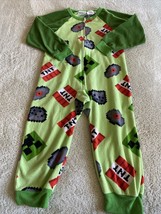 Minecraft Boys Green Creeper Red TNT Fleece Long Sleeve Pajamas 4-5 - $12.25