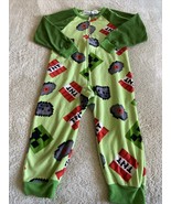 Minecraft Boys Green Creeper Red TNT Fleece Long Sleeve Pajamas 4-5 - £9.67 GBP