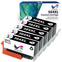5X W/Chip For Hp 564Xl Large Black Ink Photosmart 6510 6520 7510 7520 5520 5510 - $34.99